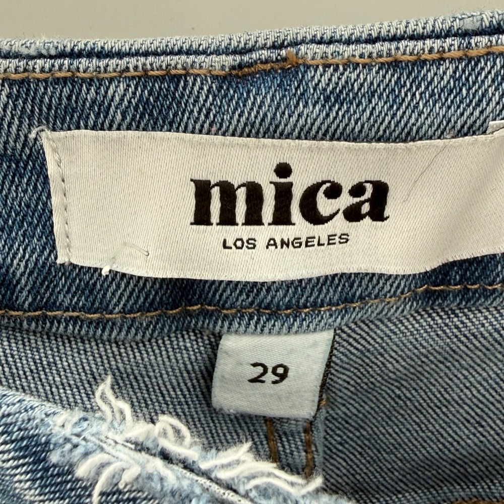 Mica Denim Super High Rise Wide Leg Jeans Women's Size 29 Distressed Raw Hem - Picture 4 of 6